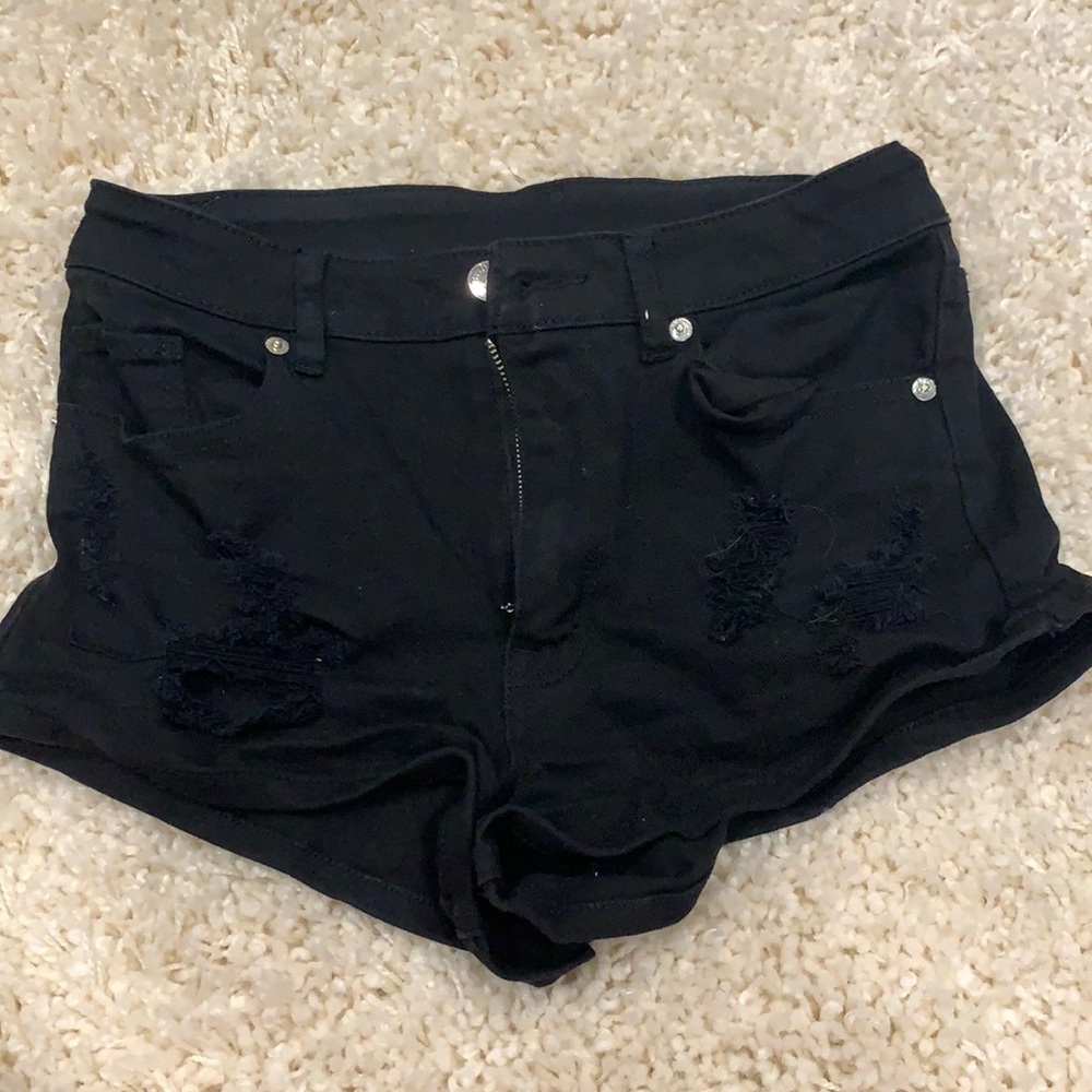 Black H&M ripped jean shorts